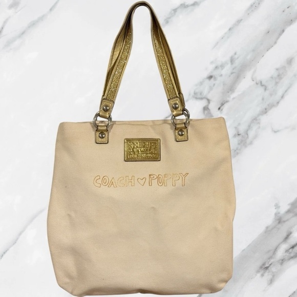 COACH Poppy Goldy Tote Rare Canvas Rhinestone Collectors Edition Y2K - Picture 2 of 14